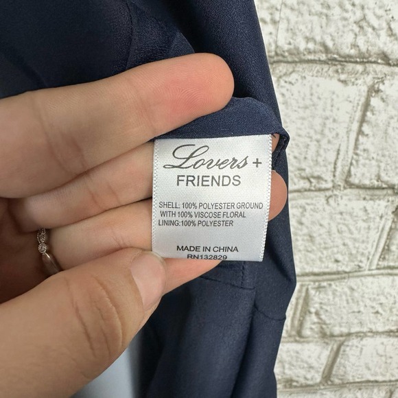 Lovers + Friends Dress Gigi Wrap Floral Mini Ruffle Sleeveless Halter Blue Pink - Picture 7 of 9